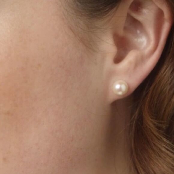 White Freshwater Cultured Pearl Stud Earrings - Picture 10 of 10